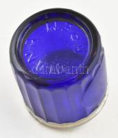 Diana krém tégely, kobaltkék üveg, alumínium fedéllel, m: 4,5 cm