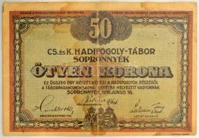 Sopronnyék / hadifogolytábor 1916. 50K arab sorozat- és sorszámmal T:F apró beszakadások, fo.
Hunga...