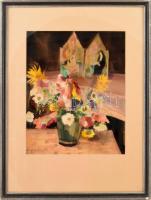 Endrédy György (1910-1988): Csendélet, 1964. Akvarell, papír, jelzett, üvegezett keretben 50x39 cm