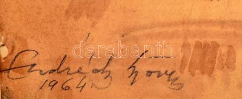 Endrédy György (1910-1988): Csendélet, 1964. Akvarell, papír, jelzett, üvegezett keretben 50x39 cm