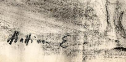 Mattioni jelzéssel: női akt. Szén, papír, üvegezett keretben 58x40 cm