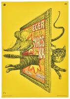 1978 Az egér és a macska, filmplakát / moziplakát, Ságvári Ny., hajtva, apró lapszéli szakadásokkal, 58x41 cm