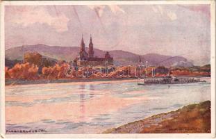 Klosterneuburg, Erste k. k. priv. Donau -Dampfschiffahrts - Gesellschaft / general view, steamship s: Rud. Schmindt (fl)