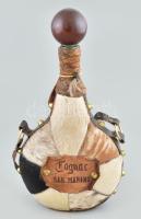Cognac San. Marino csikóbőr kulacs, kopásokkal, jelzéssel, m: 31 cm