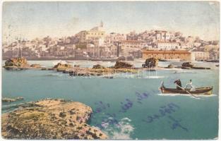 1910 Jaffa (Tel-Aviv), general view, boat (wet damage)