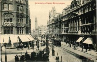 Birmingham, Corporation street, tram, shops