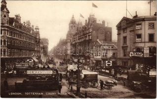 London, Tottenham court road, automobiles, Parkinson and son, Horne brothers shops, Court cinema