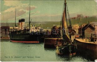 1911 Dover, The SS Queen and harbour (Rb)