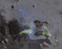 1968 Virágmintás népi kerámia kancsó, kis gyári mázhibával, eredeti számlával, jelzéssel, m: 21,5 cm