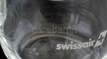 10 darab üvegpohár különböző légitársaságok jelzésével, közte holland, svájci légitársaság, Malév, s...