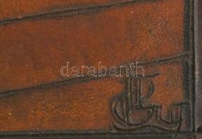 Végh Gyula: Ház. Bőrkép, jelzett, 31,5x39 cm