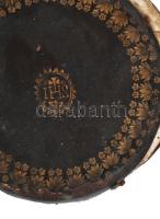 Mise kehely tartó. XVIII. sz. bőr, aranyozott. Jelzett. 30 cm kis sérüléssel + Nem hozzávaló réz keh...