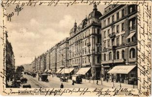 1903 Budapest VII. Erzsébet körút, Royal szálloda, villamos, lovaskocsik. Divald Károly 238. (EK)