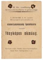 1934 M. kir. rendőrség hódmezővásárhelyi kapitánysága által kiállított, személyazonosság igazolására szolgáló fényképes okmány