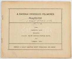 1934 A katonai országos felmérés fejlődése. Írta: Kogutowicz Lajos alezredes, a m. kir. Honvéd Ludovika Akadémia tanára. (Kézirat). Tűzött papírkötés, a címlapon névbejegyzéssel, (1)+12 p.