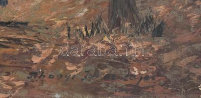 Tihanyi János Lajos (1892-1957): Rőzsekötő. Olaj, vászon, sérülésekkel! 70x100 cm
