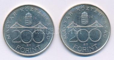 1994. 200Ft Ag "Deák" (2x) T:AU,XF patina
Adamo F13.1