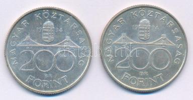 1994. 200Ft Ag "Deák" (2x) T:AU,XF patina
Adamo F13.1