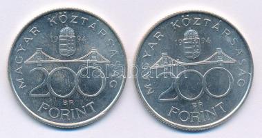1994. 200Ft Ag "Deák" (2x) T:AU,XF patina
Adamo F13.1