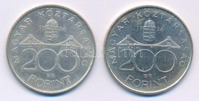 1994. 200Ft Ag "Deák" (2x) T:AU,XF patina
Adamo F13.1