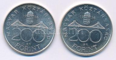 1994. 200Ft Ag "Deák" (2x) T:AU,XF patina
Adamo F13.1
