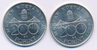 1994. 200Ft Ag "Deák" (2x) T:AU,XF patina
Adamo F13.1