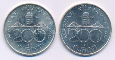 1994. 200Ft Ag "Deák" (2x) T:AU,XF patina
Adamo F13.1