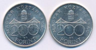 1994. 200Ft Ag "Deák" (2x) T:AU,XF patina
Adamo F13.1