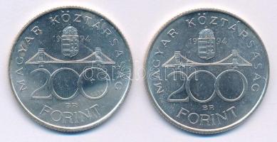 1994. 200Ft Ag "Deák" (2x) T:AU,XF patina
Adamo F13.1