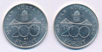 1994. 200Ft Ag "Deák" (2x) T:AU,XF patina
Adamo F13.1