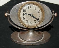 Ezüst asztali svájci óra angol (Birmingham) ezüst jelzéssel, működésképtelen állapotban, 8cm-es maga...