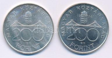 1994. 200Ft Ag "Deák" (2x) T:AU,XF patina
Adamo F13.1