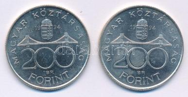 1994. 200Ft Ag "Deák" (2x) T:AU,XF patina
Adamo F13.1