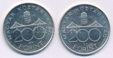 1994. 200Ft Ag "Deák" (2x) T:AU,XF patina
Adamo F13.1