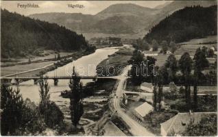 Fenyőháza, Lubochna; Vágvölgy, híd. Jahn Nándor szálloda és villatulajdonos kiadása / Povazie / Váh riverside, bridge (EK)