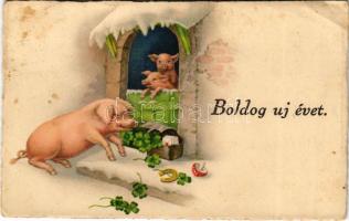 1939 Boldog új évet! Malacok / New Year greeting, pigs. Erika Nr. 6014. litho (EK)