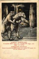 1910 Dobsina, Dobschau; Dobsinai jégbarlang, belső. Jégkorcsolyázó medvék / Dobschauer Eishöhle / Dobsinská ladová jaskyna / ice cave, interior, ice skating bears (EK)