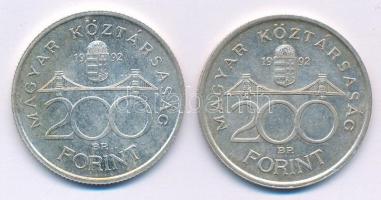 1992. 200Ft Ag "MNB" (2x) T:AU,XF patina
Adamo F13