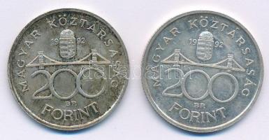 1992. 200Ft Ag "MNB" (2x) T:AU,XF patina
Adamo F13
