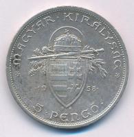 1938. 5P Ag "Szent István" T:AU patina, kis ph Adamo P8.1