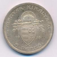 1938. 5P Ag "Szent István" T:AU patina Adamo P8.1
