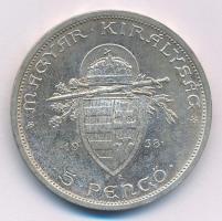 1938. 5P Ag "Szent István" T:AU patina Adamo P8.1