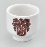 Alföldi Hódmezővásárhely porcelán pálinkás készlet, 6 pohárral, kis kopottsággal, m: 19 cm