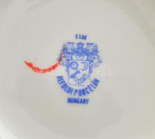 Alföldi Hódmezővásárhely porcelán pálinkás készlet, 6 pohárral, kis kopottsággal, m: 19 cm