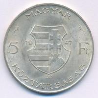 1947. 5Ft Ag "Kossuth" T:AU patina Adamo F8.1