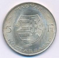 1947. 5Ft Ag "Kossuth" T:AU patina Adamo F8.1