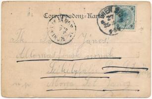 1902 Wien, Vienna, Bécs; Gruss aus E. Weber's Specialität Csárda, Kellereinen in Langenzersdorf...