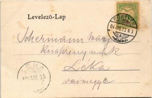 1904 Pöstyén, Pistyan, Piestany; Kurpark, Aussicht auf die Moravaner Kirche / Gyógypark, templom. A....