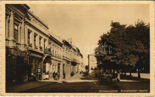 1913 Rimaszombat, Rimavská Sobota; Erzsébet tér, piac, Pick Jakab üzlete. Ifj. Rábely Miklós kiadása / square, market, shops (EK)