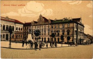 1916 Losonc, Lucenec; Városi szálloda, Polgári leányiskola. Kármán Zsigmond kiadása / hotel, girls' school (EK)